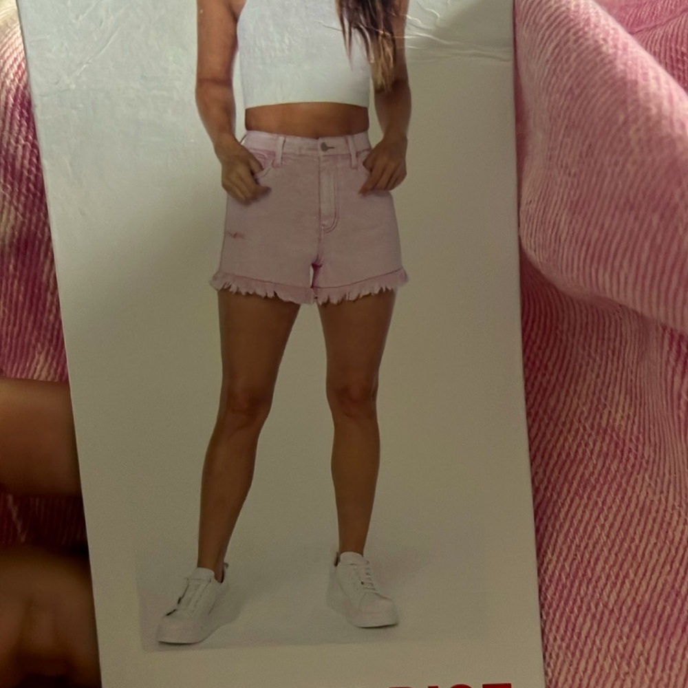 ULTRA HI-RISE JEANS SHORTS PINK sz 21/35 sz18 - Picture 6 of 7
